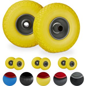 Set of 8 Relaxdays Hand Truck Spare Tyres, Flatproof, 3.00-4 Solid Rubber Wheel, 25mm Axle, 100kg, Yellow/Grey Set of 8 Relaxdays Hand Truck Spare Tyres, Flatproof, 3.00-4 Solid Rubber Wheel, 25mm Axle, 100kg, Yellow/Grey