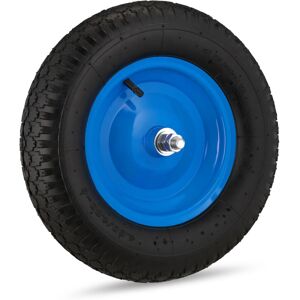 Relaxdays - Set of 4 Wheelbarrow Tyres 4.80 4.00-8, Pneumatic Spare Wheel, with Axle, Max. 120 kg, Rubber, Black/Blue Relaxdays - Set of 4 Wheelbarrow Tyres 4.80 4.00-8, Pneumatic Spare Wheel, with Axle, Max. 120 kg, Rubber, Black/Blue
