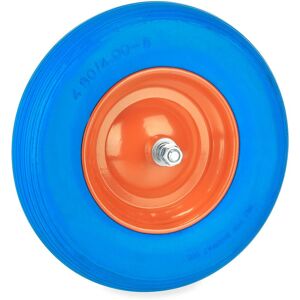 Relaxdays Wheelbarrow Tyre, 4.80 4.00-8, Solid Rubber Spare Wheel, Steel Rim, Puncture-Proof, with Axle, Blue/Orange Relaxdays Wheelbarrow Tyre, 4.80 4.00-8, Solid Rubber Spare Wheel, Steel Rim, Puncture-Proof, with Axle, Blue/Orange