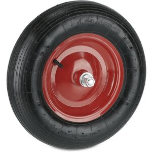 Relaxdays 4.80 4.00-8 Wheelbarrow Tyre, Pneumatic Spare Wheel, Steel Rim & Axle, 4 PR, Supports up to 120 kg, Black/Red Relaxdays 4.80 4.00-8 Wheelbarrow Tyre, Pneumatic Spare Wheel, Steel Rim & Axle, 4 PR, Supports up to 120 kg, Black/Red