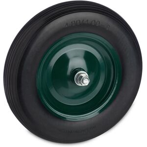 Relaxdays Wheelbarrow Tyre, 4.80 4.00-8, Solid Rubber Spare Wheel, Steel Rim, Puncture-Proof, with Axle, Black/Green Relaxdays Wheelbarrow Tyre, 4.80 4.00-8, Solid Rubber Spare Wheel, Steel Rim, Puncture-Proof, with Axle, Black/Green