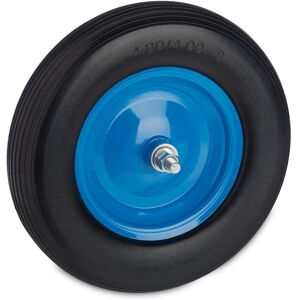 Relaxdays - Wheelbarrow Tyre, 4.80 4.00-8, Solid Rubber Spare Wheel, Steel Rim, Puncture-Proof, with Axle, Black/Blue Relaxdays - Wheelbarrow Tyre, 4.80 4.00-8, Solid Rubber Spare Wheel, Steel Rim, Puncture-Proof, with Axle, Black/Blue