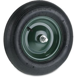 Relaxdays 4.80 4.00-8 Wheelbarrow Tyre, Pneumatic Spare Wheel, Steel Rim, with Axle, Supports up to 120 kg, Black/Green Relaxdays 4.80 4.00-8 Wheelbarrow Tyre, Pneumatic Spare Wheel, Steel Rim, with Axle, Supports up to 120 kg, Black/Green