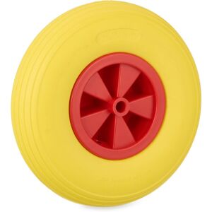 Relaxdays - Wheelbarrow Wheel, 3.50-6, Solid Rubber Plastic Rim, Spare Truck Tyre, Puncture-proof, 100 kg, Yellow/Red Relaxdays - Wheelbarrow Wheel, 3.50-6, Solid Rubber Plastic Rim, Spare Truck Tyre, Puncture-proof, 100 kg, Yellow/Red