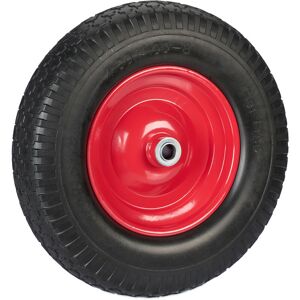 Relaxdays - Wheelbarrow Wheel, Size 4.00-8, Profiled Rubber, Steel, Handtruck Tyre, Puncture-proof, 100kg Load, Black/Red Relaxdays - Wheelbarrow Wheel, Size 4.00-8, Profiled Rubber, Steel, Handtruck Tyre, Puncture-proof, 100kg Load, Black/Red