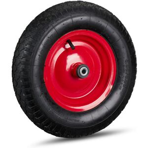 Relaxdays - Wheelbarrow Wheel 4.80 4.00-8, Pneumatic, Steel Rim, 3 Adaptors, Spare Tyre, 120 kg Capacity, Black-Red Relaxdays - Wheelbarrow Wheel 4.80 4.00-8, Pneumatic, Steel Rim, 3 Adaptors, Spare Tyre, 120 kg Capacity, Black-Red