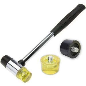 TEHTUY Rubber Hammer, 25 mm Nylon Small Rubber Hammer with 2 Spare Hammer Heads TEHTUY Rubber Hammer, 25 mm Nylon Small Rubber Hammer with 2 Spare Hammer Heads