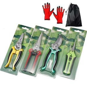 Set of 4 Stainless Steel Pruning Shears with Storage Pouch for Branches/Fruit Trees, Including a Free Gardening Glove by COOCHEER Set of 4 Stainless Steel Pruning Shears with Storage Pouch for Branches/Fruit Trees, Including a Free Gardening Glove by COOCHEER