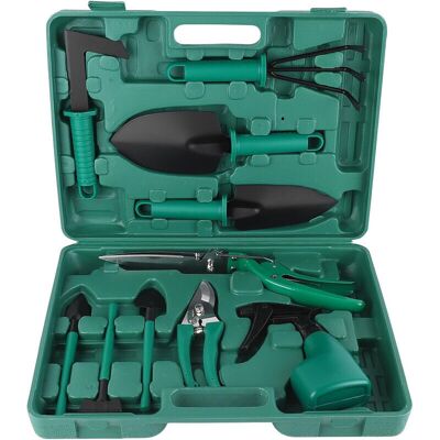 AULEDIO 10-piece garden tool set made of aluminum – Green – Includes trowel, rake, etc AULEDIO 10-piece garden tool set made of aluminum – Green – Includes trowel, rake, etc