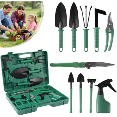 BEXTSRACK 10pcs Garden Tool Set, Hand Tools with Shovel, Rake, Pruner, Sprayer, Ergonomic Handles, Carry Case BEXTSRACK 10pcs Garden Tool Set, Hand Tools with Shovel, Rake, Pruner, Sprayer, Ergonomic Handles, Carry Case
