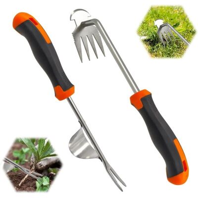 TEHTUY 2-Piece Stainless Steel Manual Weed Puller, Weed Puller, Manual Weeding Tool with Rubber Handle, Gardening Tools for Digging, Weeding, and Loosening TEHTUY 2-Piece Stainless Steel Manual Weed Puller, Weed Puller, Manual Weeding Tool with Rubber Handle, Gardening Tools for Digging, Weeding, and Loosening