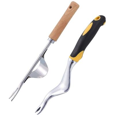 Linghhang - 2pcs Stainless Steel Manual Weeder, Wooden Handle Weeding Gouge Tool Gardening Tool Dandelion Weeders Y-Shape Manual Weeding Root Fork Linghhang - 2pcs Stainless Steel Manual Weeder, Wooden Handle Weeding Gouge Tool Gardening Tool Dandelion Weeders Y-Shape Manual Weeding Root Fork