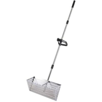 ODIPIE 40cm Flea Rake, Stainless Steel Beach Sand Scoop with Large Trapezoidal Basket, Removable Long Handle Rake for Beach Combing, Sifting Sand and ODIPIE 40cm Flea Rake, Stainless Steel Beach Sand Scoop with Large Trapezoidal Basket, Removable Long Handle Rake for Beach Combing, Sifting Sand and