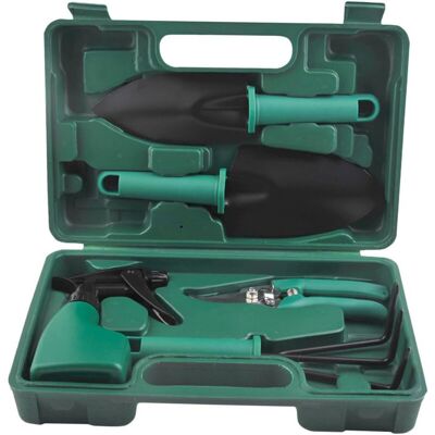 AULEDIO 5-piece garden tool set made of aluminum – Green – Includes trowel, rake, etc AULEDIO 5-piece garden tool set made of aluminum – Green – Includes trowel, rake, etc