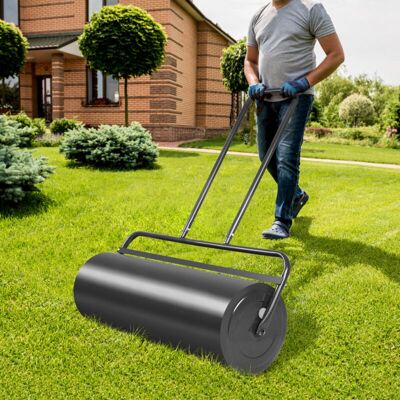 Costway - 63L Steel Garden Lawn Roller Water Sand Filled Outdoor Grass Roller w/Drain Plug Costway - 63L Steel Garden Lawn Roller Water Sand Filled Outdoor Grass Roller w/Drain Plug