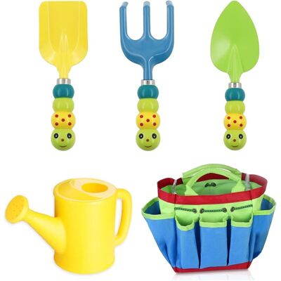 MEMKEY Christmas Garden Tool Set, 5 Pieces Kids Garden Toys with Watering Can, Shovel, Bag, Rake, Garden Tool Set for Kids, Gift for Preschool Baby MEMKEY Christmas Garden Tool Set, 5 Pieces Kids Garden Toys with Watering Can, Shovel, Bag, Rake, Garden Tool Set for Kids, Gift for Preschool Baby