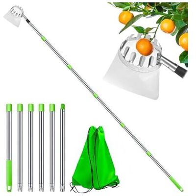 Csparkv - 2.4M Fruit Picker with Bag (Ø16 cm) Telescopic Fruit Picker Fruit Picker Agricultural Gardening Accessories for Harvesting Apples Oranges Csparkv - 2.4M Fruit Picker with Bag (Ø16 cm) Telescopic Fruit Picker Fruit Picker Agricultural Gardening Accessories for Harvesting Apples Oranges