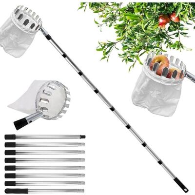 TORMATOR Fruit Picker with Bag, Fruit Cherry Fruit Picking Tool 3.2m, with Adjustable Pole Lightweight and Fruit Storage Bag, for Harvesting Pears, Lemons, TORMATOR Fruit Picker with Bag, Fruit Cherry Fruit Picking Tool 3.2m, with Adjustable Pole Lightweight and Fruit Storage Bag, for Harvesting Pears, Lemons,
