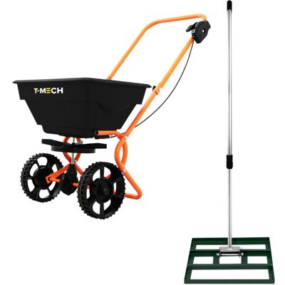 MONSTER SHOP Rotary Spreader & 50cm Lawn Leveller - Green MONSTER SHOP Rotary Spreader & 50cm Lawn Leveller - Green