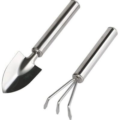 OEM Gardening Tools, 2-piece Garden Tool Kit: Gardening Shovel, Rake, And Gardening Tool Set, Stainless Steel, Small Rakes And Shovel, For Potted Plants, Indoor And Outdoor Gardens OEM Gardening Tools, 2-piece Garden Tool Kit: Gardening Shovel, Rake, And Gardening Tool Set, Stainless Steel, Small Rakes And Shovel, For Potted Plants, Indoor And Outdoor Gardens