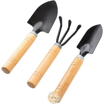 OEM 3-piece Portable Metal Garden Tool Set: Mini Shovel, Rake And Spade For Transplanting Plants. OEM 3-piece Portable Metal Garden Tool Set: Mini Shovel, Rake And Spade For Transplanting Plants.