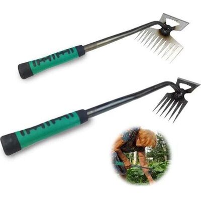 OEM 2-piece Manual Weeder, Garden Weed Puller, Weeding Rake With Handle, Metal Weeding Tool For Use In Gardens, Lawns, And Terraces OEM 2-piece Manual Weeder, Garden Weed Puller, Weeding Rake With Handle, Metal Weeding Tool For Use In Gardens, Lawns, And Terraces