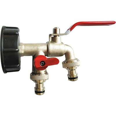 OEM 1/2" Double Garden Tap, Adapter For 1000l Ibc Tank, Tap For Rainwater Harvesting System, Double Tap In Brass/pp, 60mm Coarse Thread S60x6, Fitting For Ibc Tank OEM 1/2" Double Garden Tap, Adapter For 1000l Ibc Tank, Tap For Rainwater Harvesting System, Double Tap In Brass/pp, 60mm Coarse Thread S60x6, Fitting For Ibc Tank