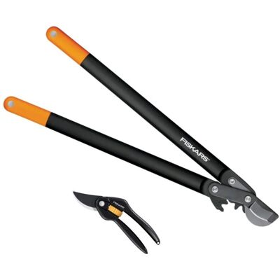 Fiskars - L78 112590 PowerGear Bypass Loppers 50mm Max Cut + P26 Pruner Secateurs Fiskars - L78 112590 PowerGear Bypass Loppers 50mm Max Cut + P26 Pruner Secateurs