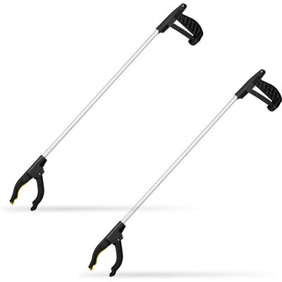 Relaxdays Litter Picker, 2x Set, Grip & Grab Aid, Leaf Grabber, Reacher, Claw Tool, 76 cm, Aluminium, Black/Silver Relaxdays Litter Picker, 2x Set, Grip & Grab Aid, Leaf Grabber, Reacher, Claw Tool, 76 cm, Aluminium, Black/Silver