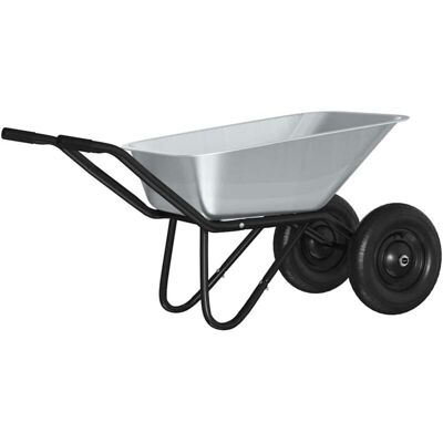 Wheelbarrow Silver and Black 137 x 60 x 65.5 cm Steel vidaXL Wheelbarrow Silver and Black 137 x 60 x 65.5 cm Steel vidaXL