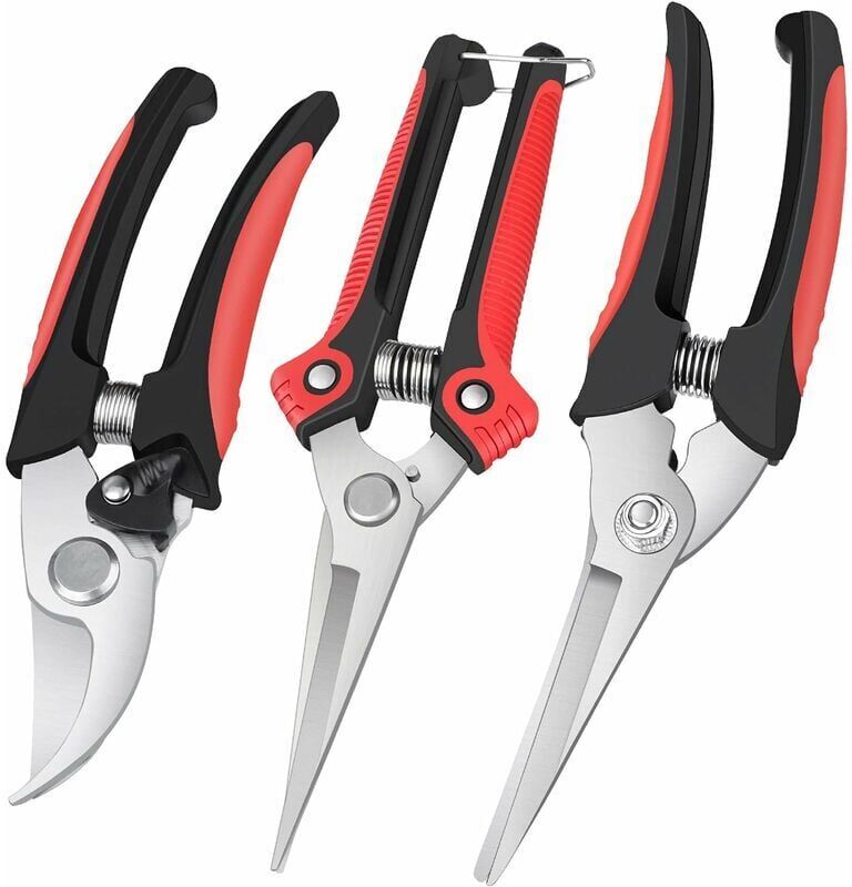 IKODM 3Pcs Garden Pruning Shears and Gardening Scissors Stainless Steel Hand Pruner Sharp Blade Pruning Shears for Gardeners Pruning Picking