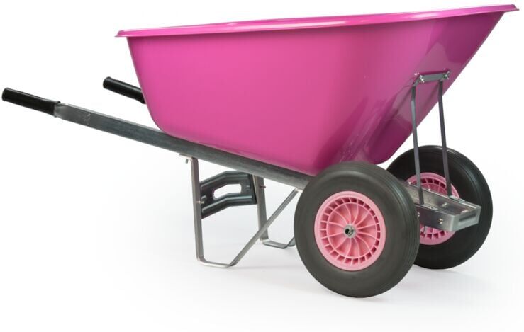 KCT 200L XL Heavy Duty Twin WheelBarrow Pink + Grey Tyres