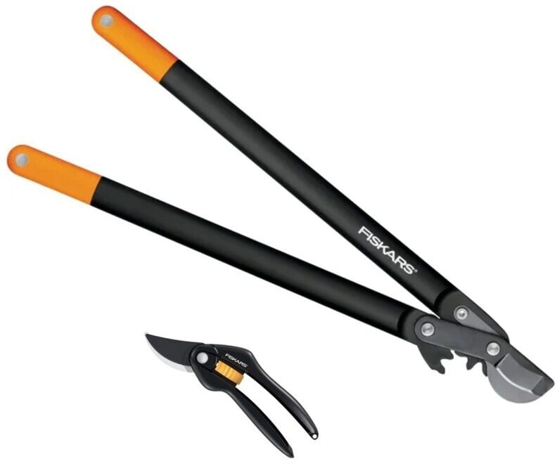 Fiskars - L78 112590 PowerGear Bypass Loppers 50mm Max Cut + P26 Pruner Secateurs