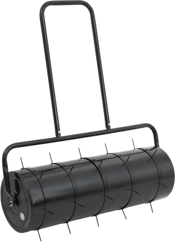 Garden Lawn Roller Pull with Aerator Clamps Black 63 l Iron and Steel Vidaxl