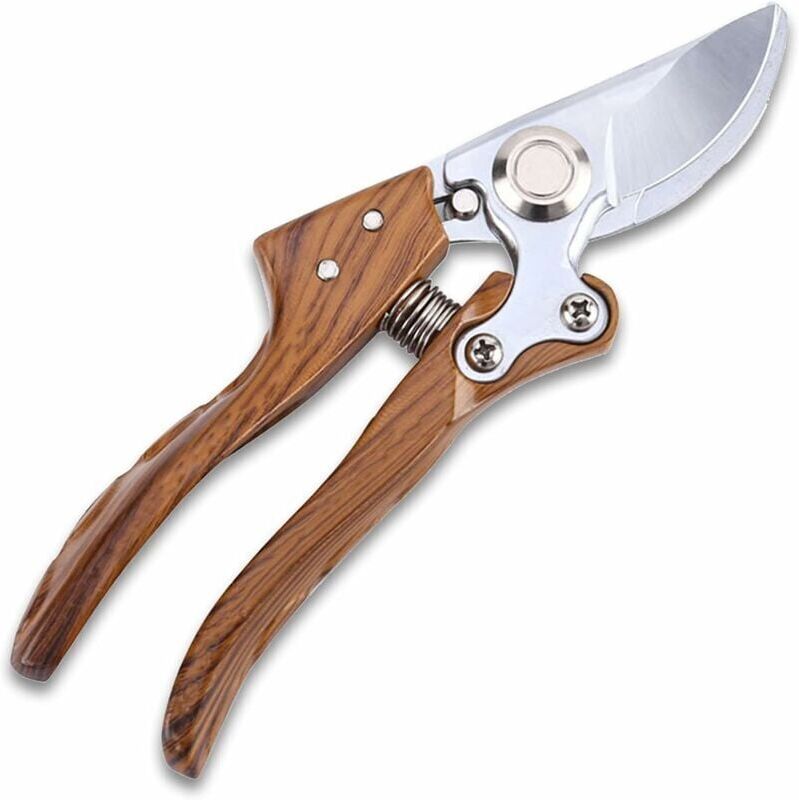 ZVD - Professional Manual Garden Pruning Shears: Gardening Clippers Pruning Shears with Wood Grain Handle, 200mm Garden Scissors Sharp SK5 Blade for