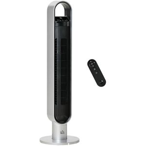 Homcom - Freestanding Anion Tower Fan Cooling for Home Bedroom w/ Oscillating, rc Silver - Silver