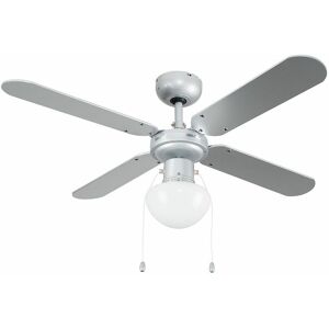 Valuelights - 42 4 Blade Ceiling Fan Grey Metal Frosted Glass Light Shades - No Bulb