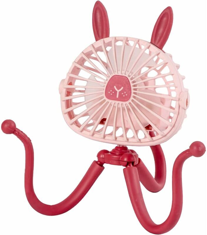 NORCKS Pink Stroller Fan 500mAh 3 Speed USB with 360°Rotating Flexible Tripod Clip Mini Portable Fan for Car Seat, Crib, Bike, Treadmill, Camping