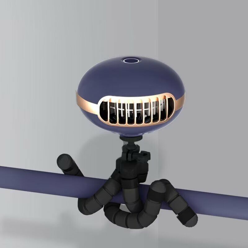 LANGRAY Stroller Fan, With Flexible Tripod, 3 Speed USB Rechargeable Quiet Fan for Bed, Desk, Car Seat, Bike, Camping (Blue)