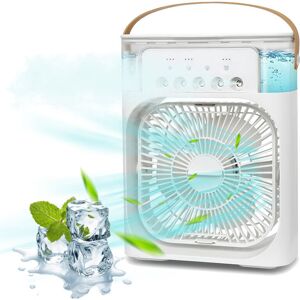 Denuotop - Portable Air Conditioner Fan, 4 in 1 Mini Personal Cooling Fan with Water Mist Spray, 3 Speed Evaporative Air Cooler Small Air Humidifier