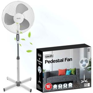 ASAB Oscillating Standing Floor Electric Pedestal Fan 16'' Cooling Base Office white