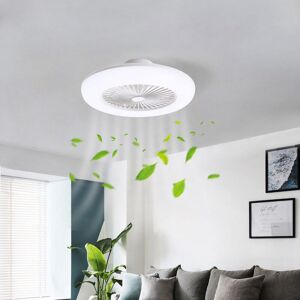 Livingandhome - 5 Blades led Light Ceiling Fan Adjustable 3 Speed Dimmable app Remote Controlled, White