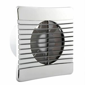 Low Profile Extractor Fan Timer Controlled Chrome Bathroom Toilet 100mm - White - Airvent