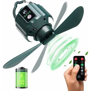 Aougo - Camping Ceiling Fan, 5200mAh usb Rechargeable Portable Tent Ceiling Fan with Remote Control, Camping Fan, Travel, Fishing, Hiking, bbq