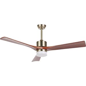 BELIANI Ceiling Fan with Light Speed Control Light Adjustment Wood Metal Brass Aruwimi - Dark Wood