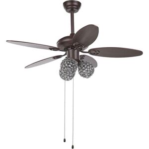 BELIANI Retro Ceiling Fan with Light 3 Shades Pull Chain Speed Control Brown Heilong - Brown