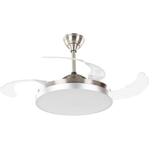 BELIANI Modern Ceiling Fan Lamp Transparent 4 Blades Metal Remote Control Silver Ibar - Transparent