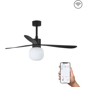 FARO BARCELONA Faro Amelia Large Ball Led Black Ceiling Fan Smart 20W 2700K, 6 Speed