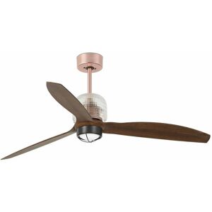 FARO BARCELONA Faro deco - led Copper, Wood Ceiling Fan with dc Smart Motor - Remote Included, 3000K