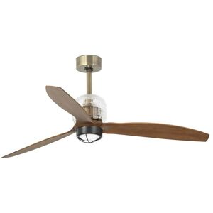 FARO BARCELONA Faro deco - led Gold, Wood Ceiling Fan with dc Smart Motor - Remote Included, 3000K